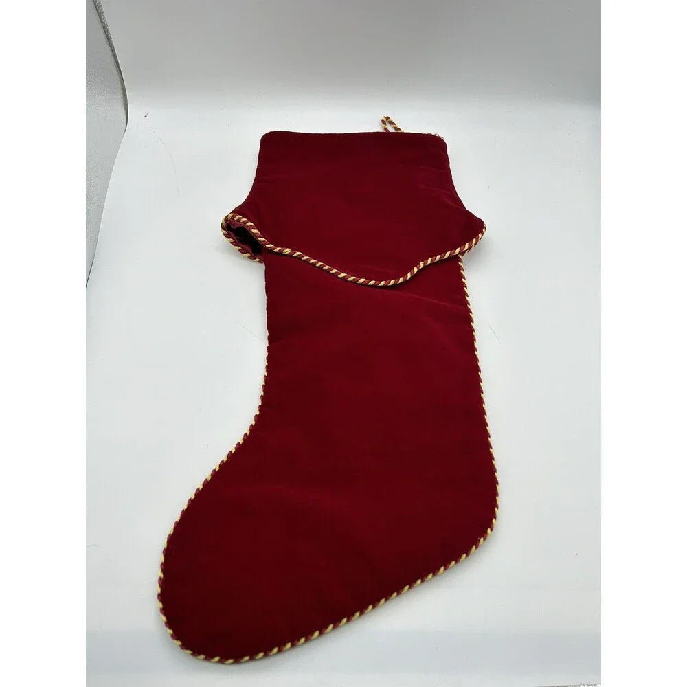 Dillards Trimmings Embroidered Christmas Stocking 21” Tassel Velvet VTG